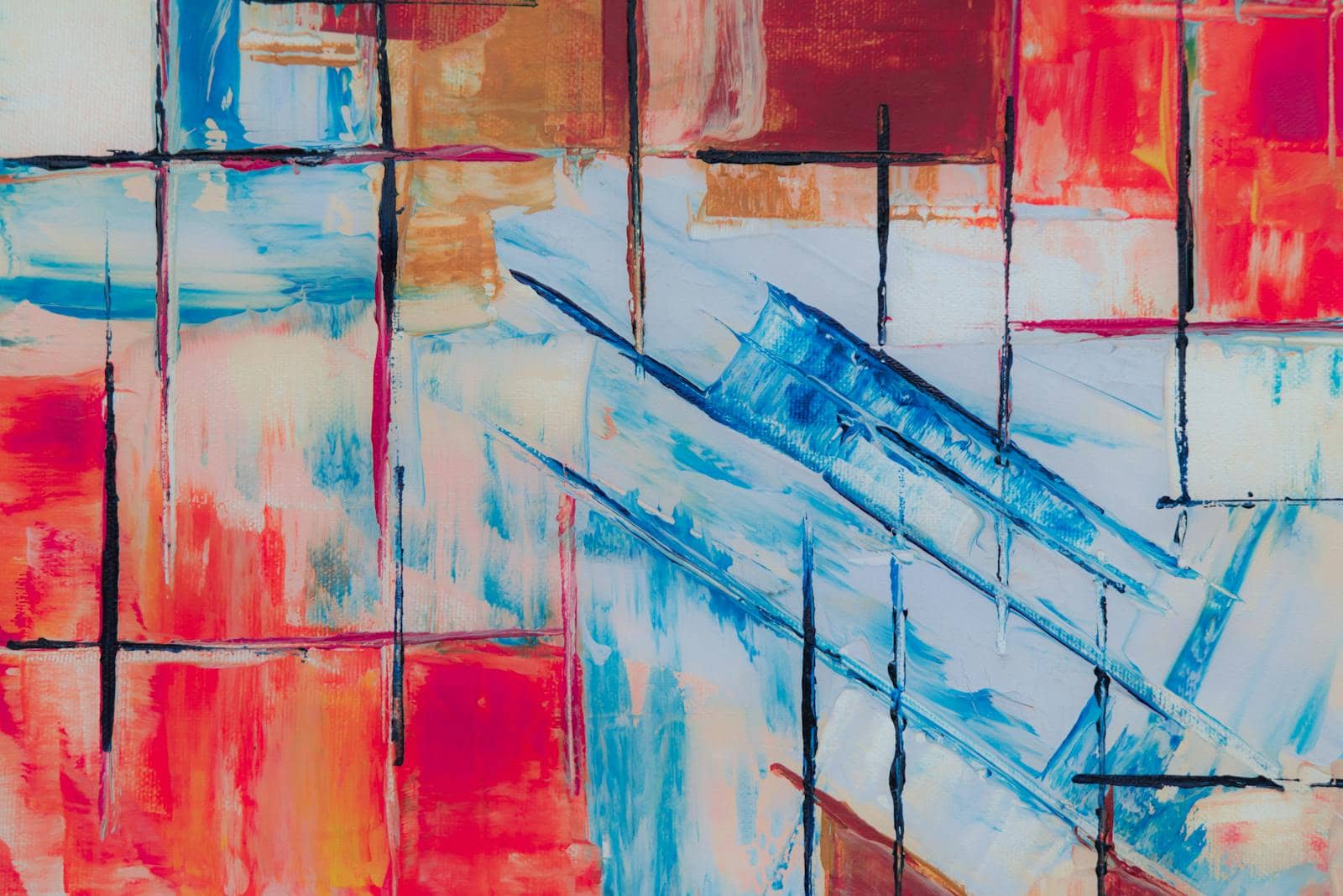 Colorful abstract acrylic painting with vivid textures on canvas.